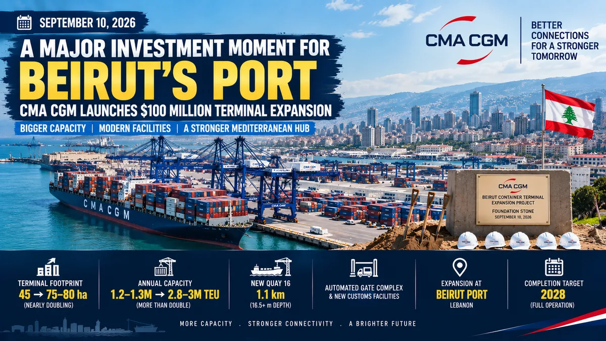 CMA CGM Breaks Ground on $100 Million Expansion of Beirut's Port — More Than Doubling Its Container Capacity by 2028