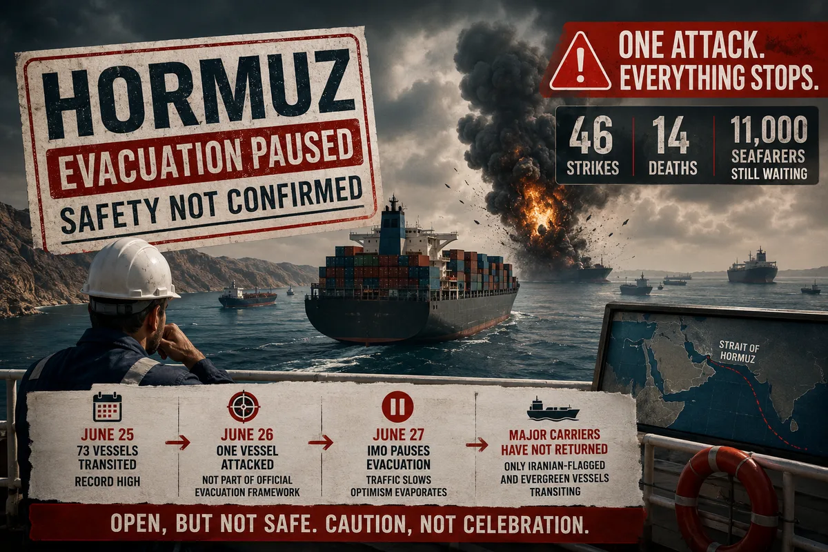 The Strait of Hormuz Evacuation Just Got Paused — IMO Halts Rescue of 11,000 Stranded Seafarers Due to Safety Concerns