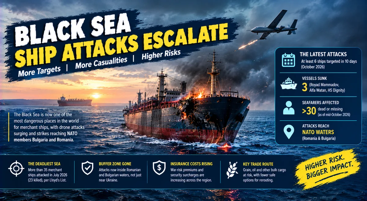 Black Sea Becomes World’s Deadliest Shipping Route as Drone Attacks Sink Merchant Ships