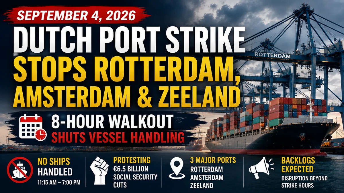 Europe's Biggest Port Just Went Silent for 8 Hours — Rotterdam Dockworkers Strike Over Government Benefit Cuts