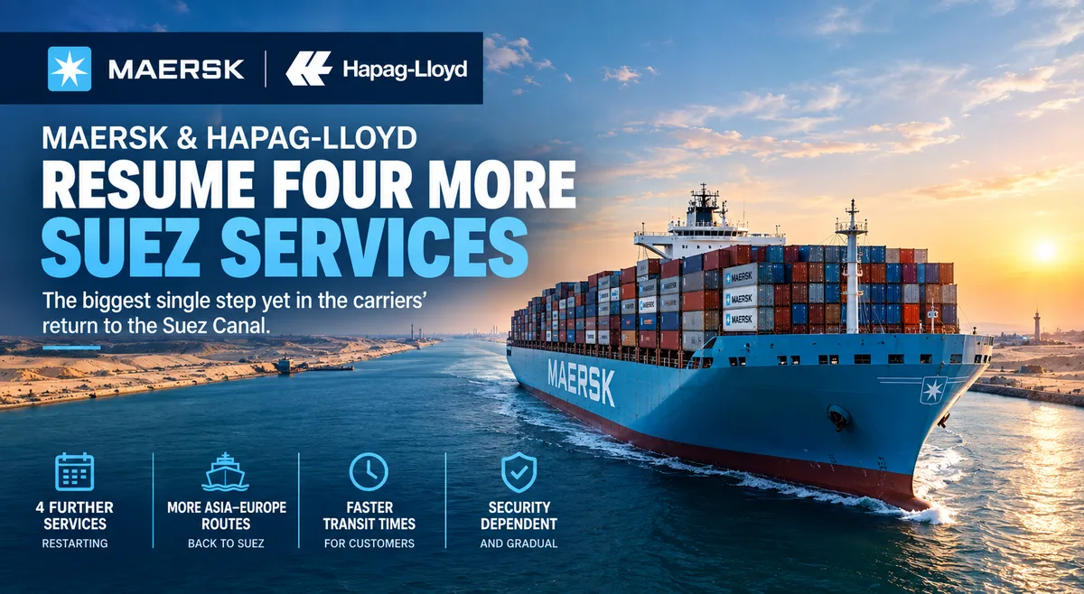 Maersk and Hapag-Lloyd Just Sent Four More Services Back Through the Suez Canal — Here Is the Full Return-to-Red-Sea Timeline
