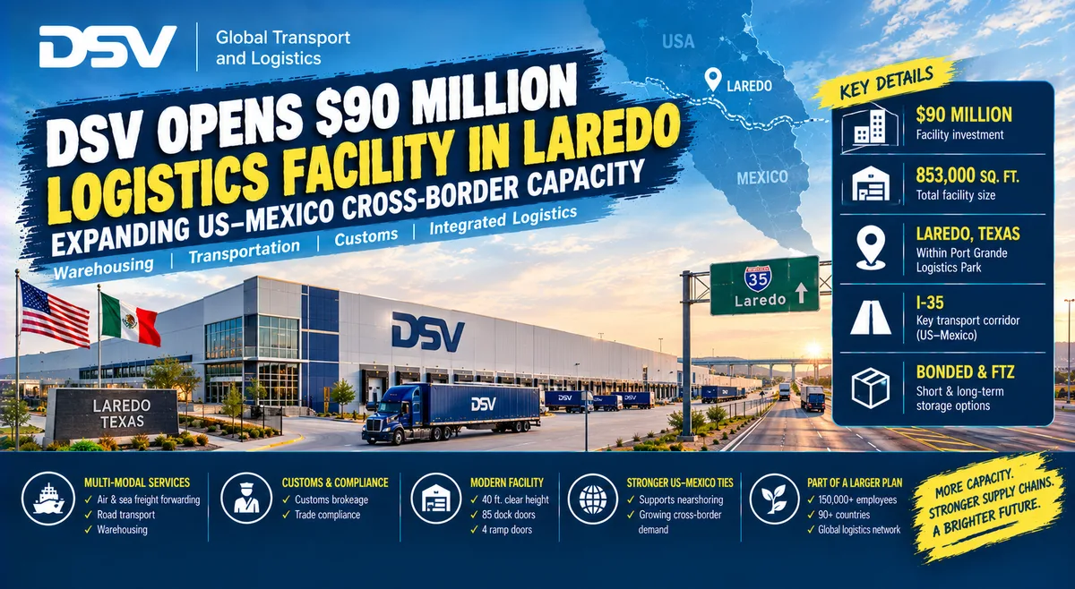 DSV Invests $90 Million in US–Mexico Logistics Hub