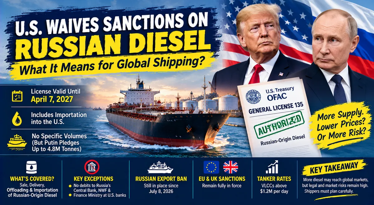 US Allows Russian Diesel Imports Until April 2027 — EU and UK Sanctions Still Apply