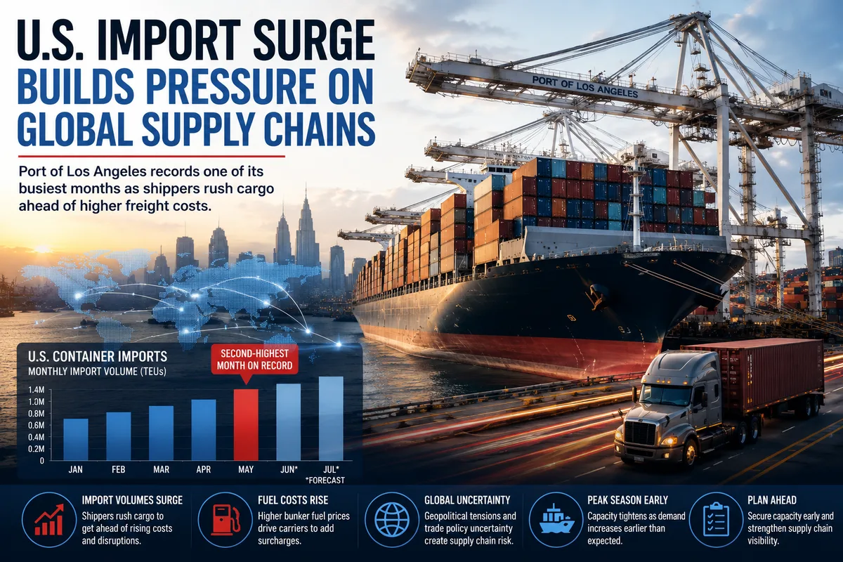 U.S. Import Surge Triggers New Supply Chain Concerns as Shippers Rush Ahead of Higher Freight Costs
