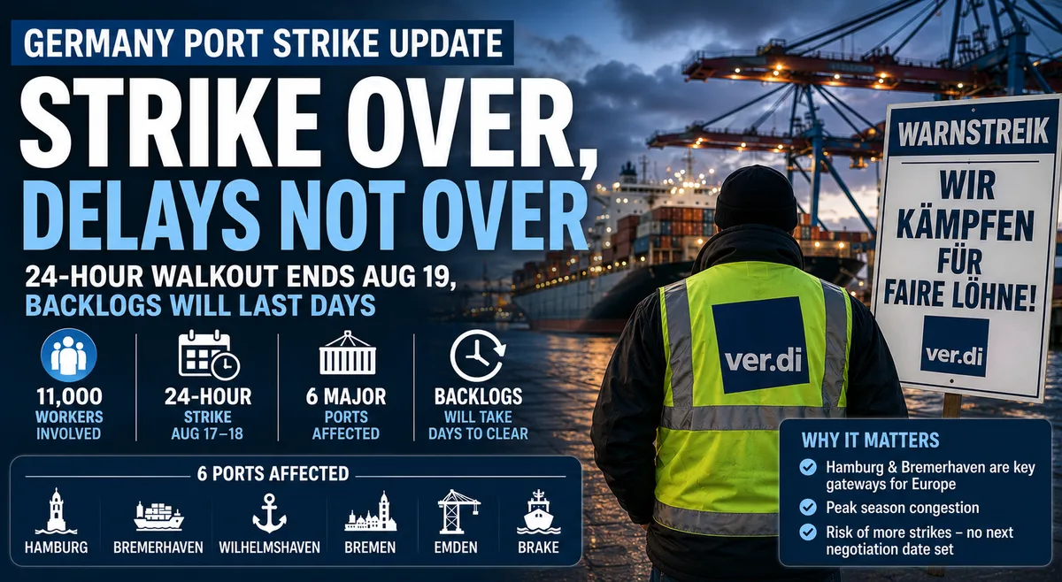 Germany Just Shut Down Six Major Ports in One Day — 11,000 Workers on Strike and Your Cargo May Be Stuck
