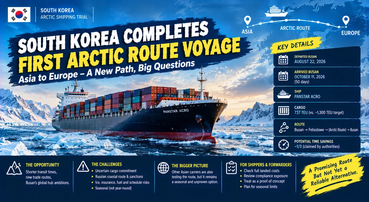 South Korean Ship Completes First Arctic Round Trip to Europe, Eyes Regular Service