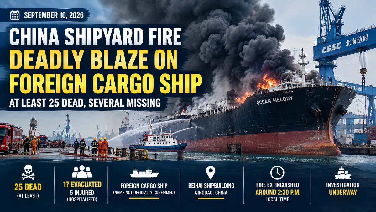 Fire at China's Beihai Shipyard Kills 25 Aboard Bulk Carrier Ocean Melody, Xi Jinping Orders Full Investigation