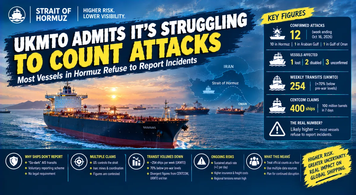 Hormuz Attacks Overwhelm UKMTO as Majority of Targeted Vessels Stop Reporting