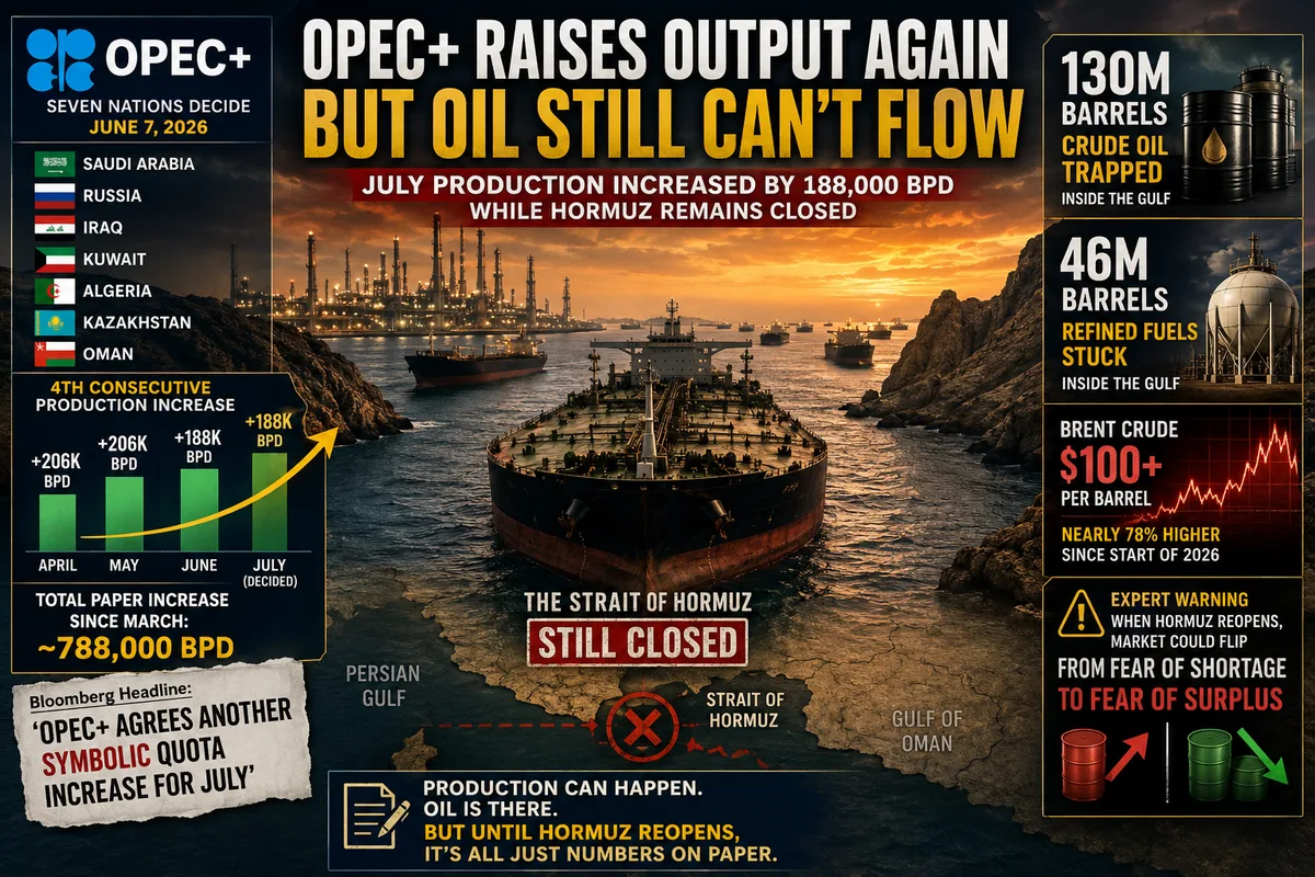 OPEC+ Just Raised Oil Production — But an Expert Called It "Meaningless" While Hormuz Is Closed