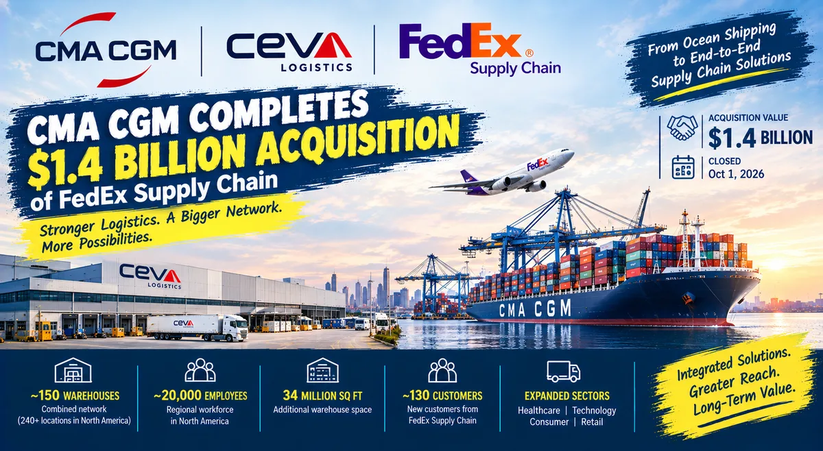 CMA CGM Completes $1.4B Acquisition of FedEx Supply Chain