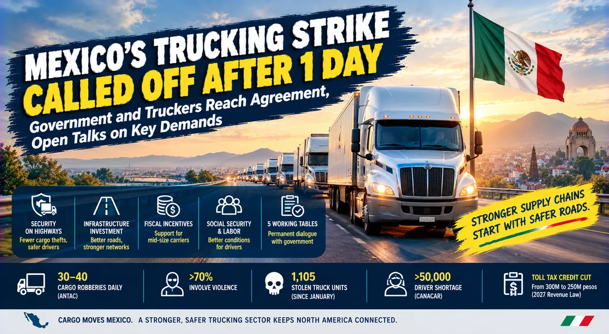 Mexican Truckers End National Strike After Government Agrees to Permanent Talks on Highway Security and Taxes