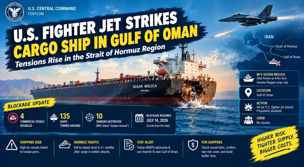 US Military Disables Cargo Ship in Gulf of Oman